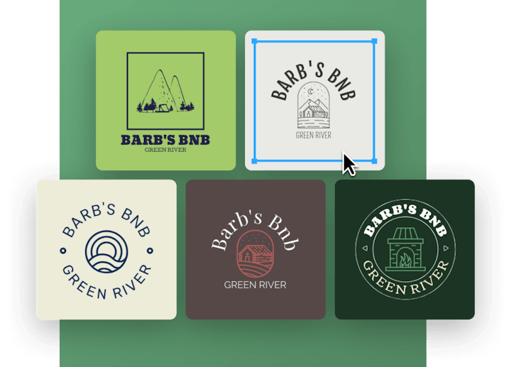 Examples of various logo designs created using logomaker